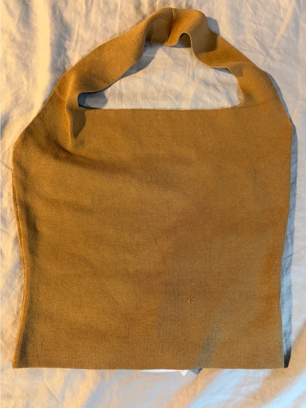 Mustard Knit Halter Crop Top - Women